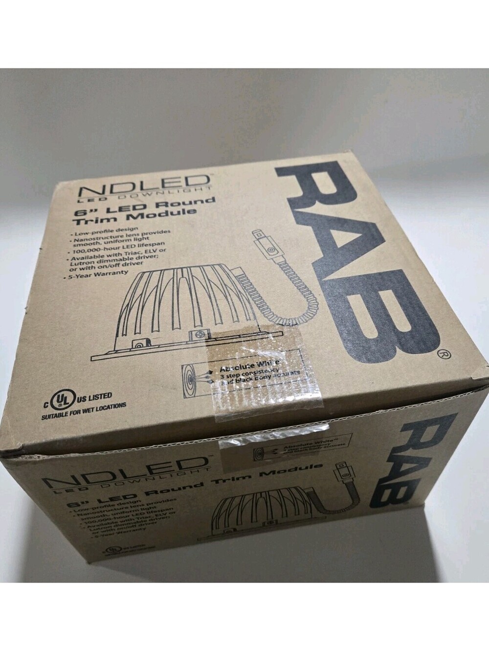 RAB NDLED6R-50Y-M-S LED Round Trim Module 6" Matte Silver Ring White Light